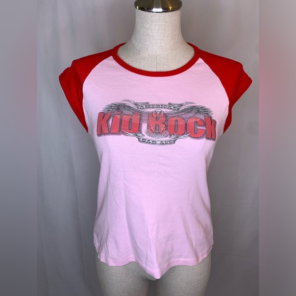 Women’s vintage kid rock baby tee size large pink American bad ass t-shirt HTF - Picture 1 of 8